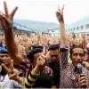 Capres Jokowi bersama ribuan pendukungnya.